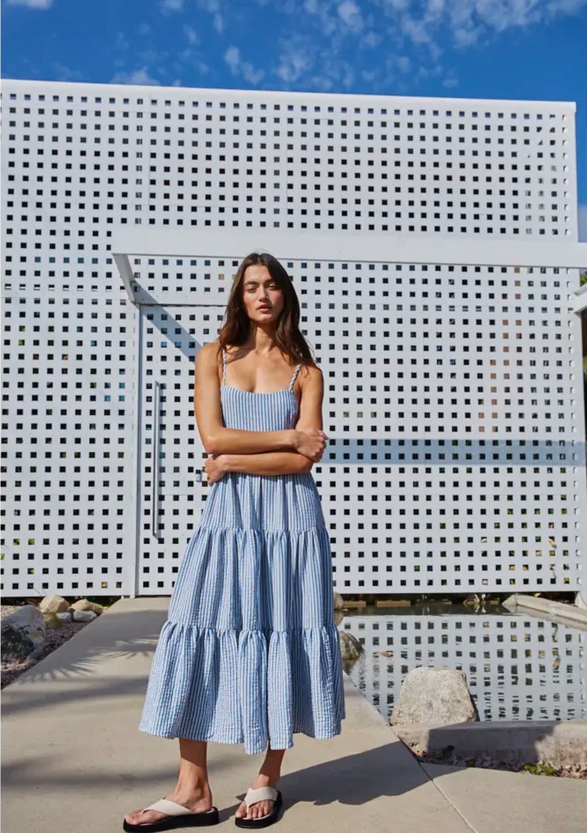 Striped Sleelevess Dress - Flea Boutiques