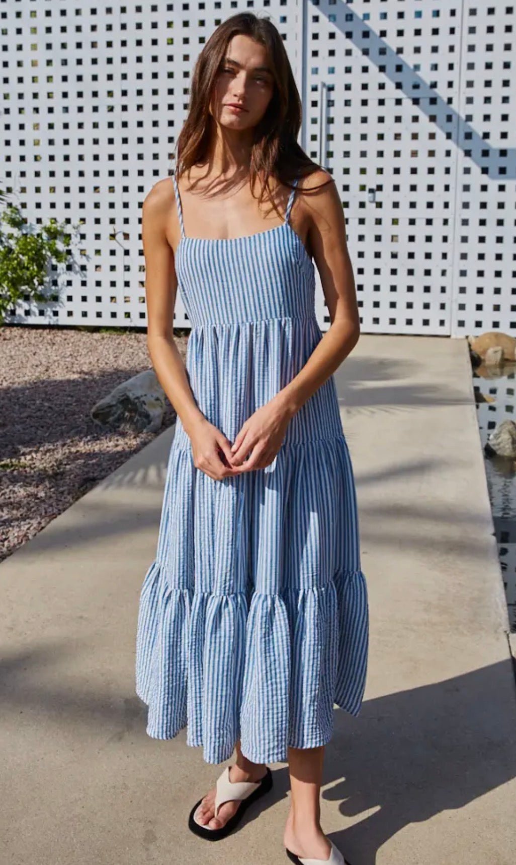 Striped Sleelevess Dress - Flea Boutiques