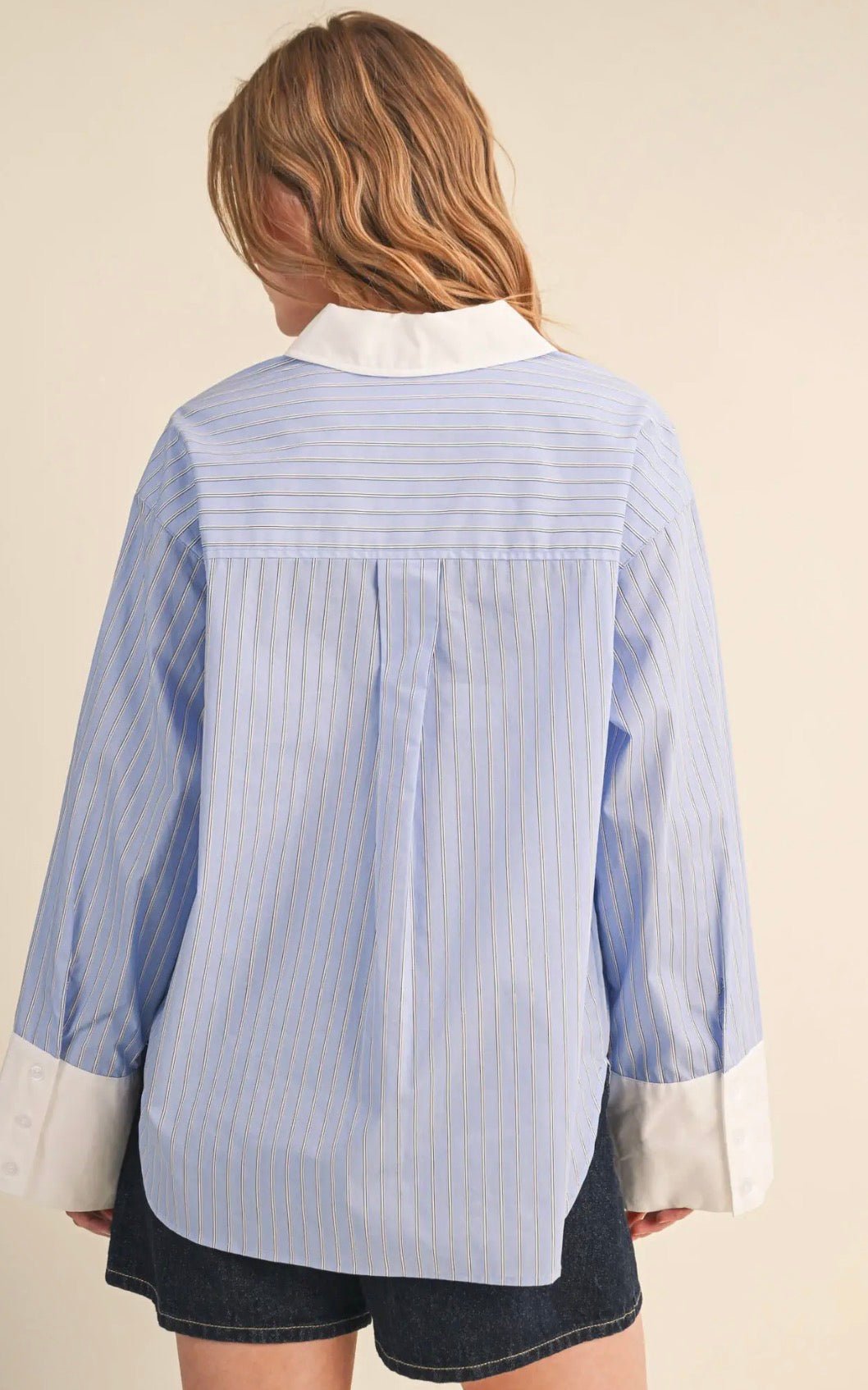 Striped Wide Cuff Button Down - Flea Boutiques
