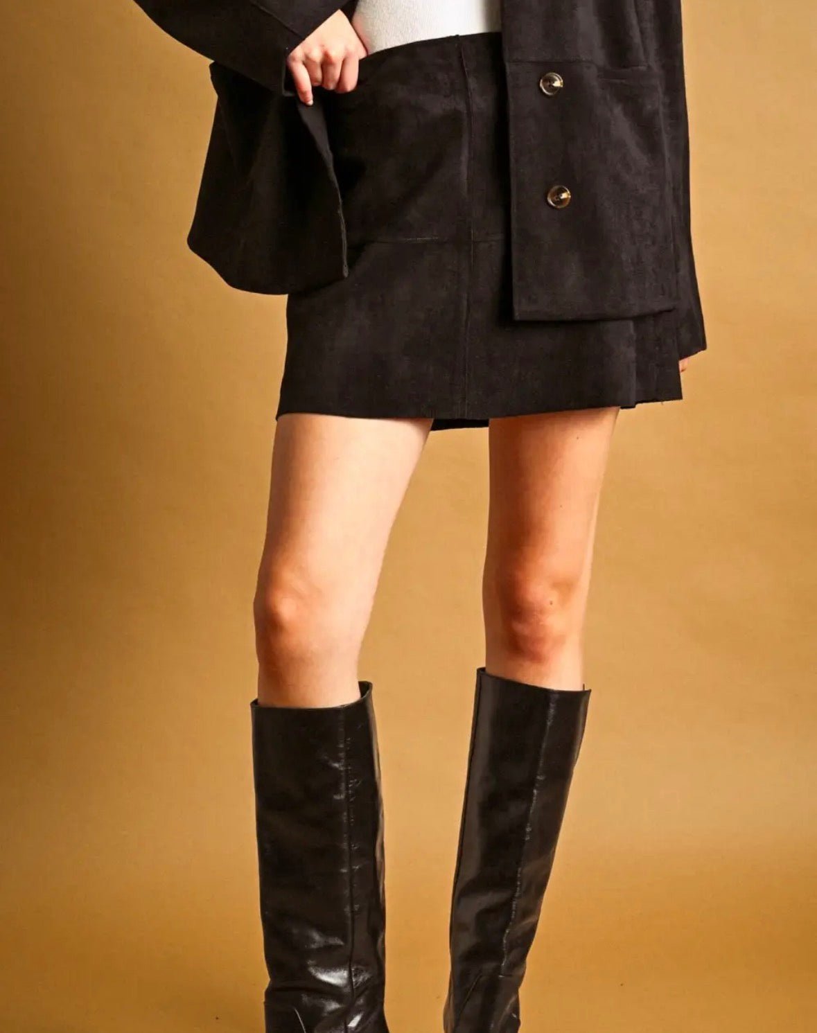Suede Straight Mini Skirt - Flea Boutiques