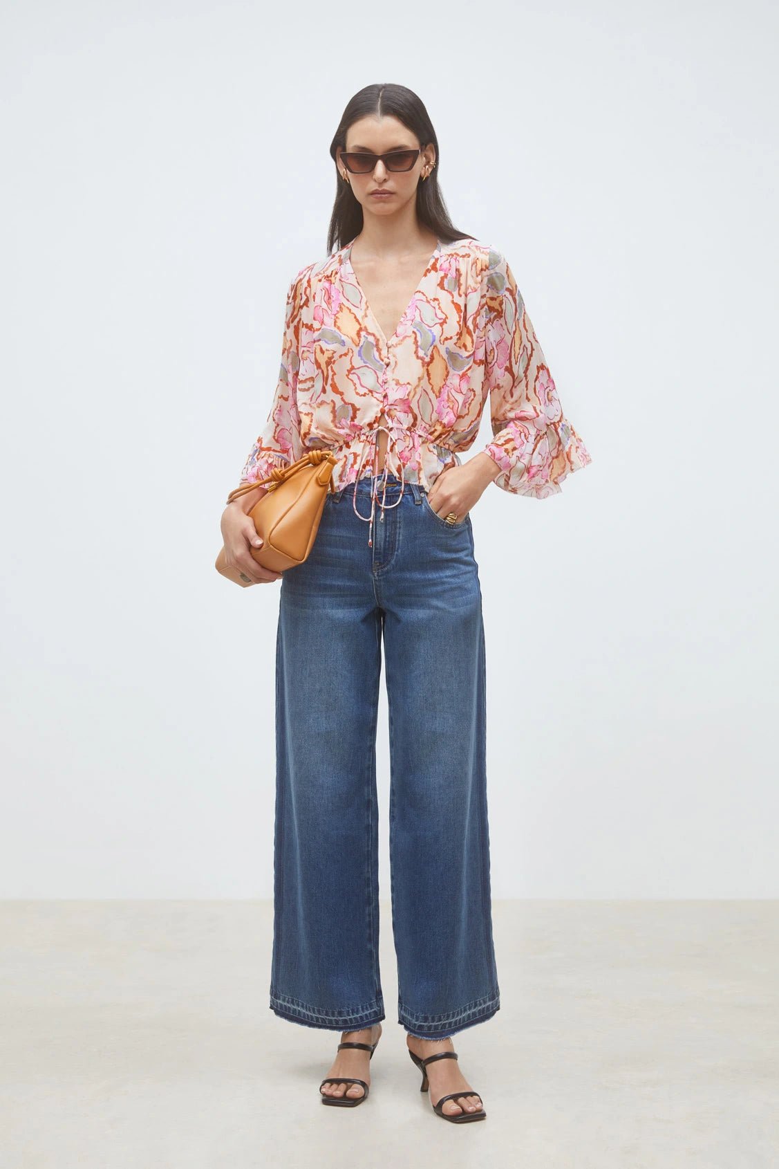 Suncoo Lana Floral Tie Waist Blouse - Flea Boutiques