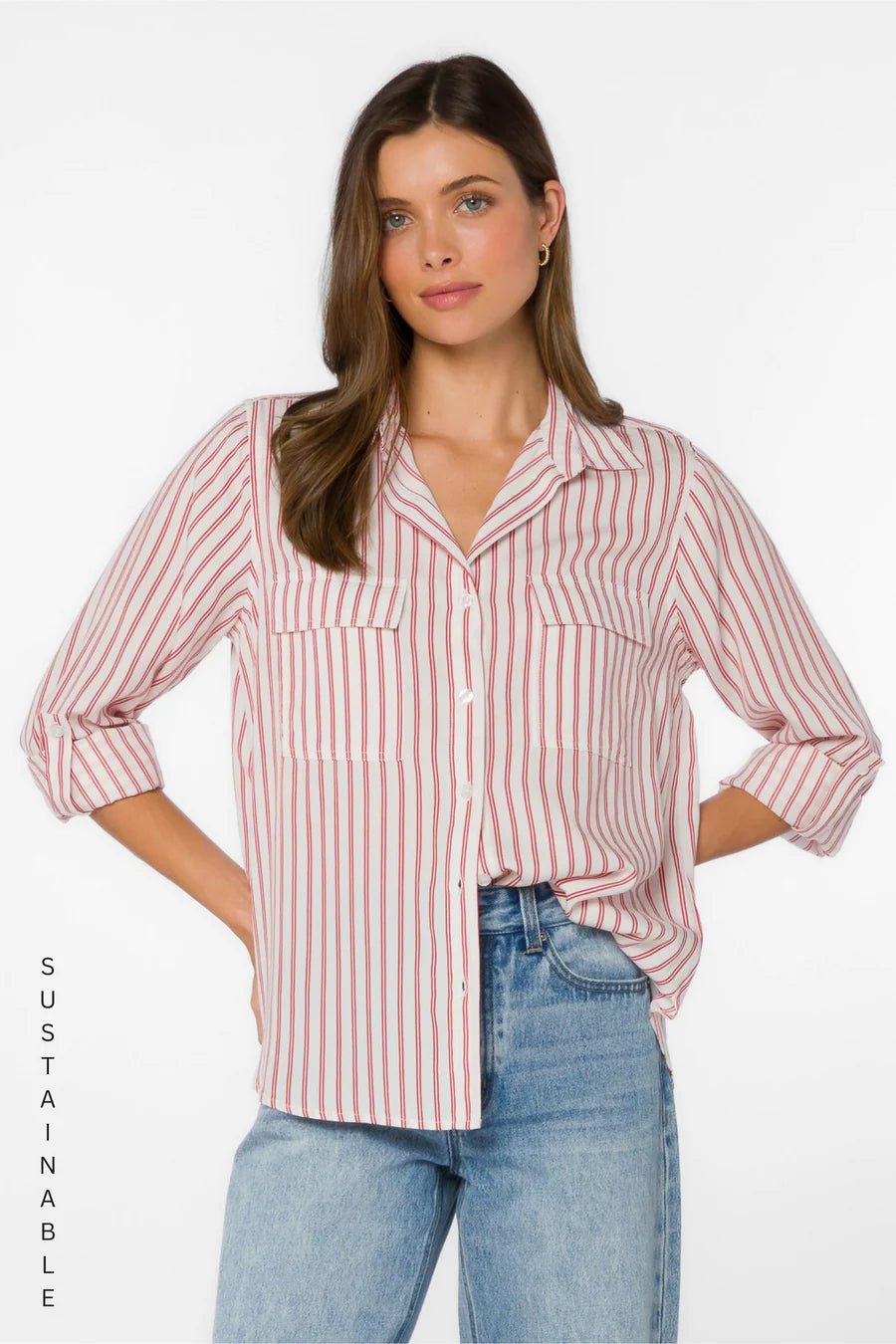 Talma Roll Tab Button Down - Flea Boutiques
