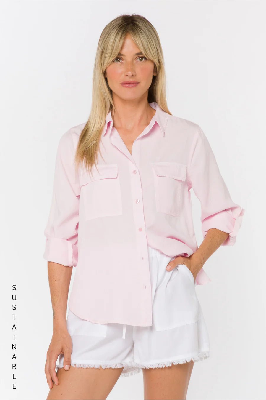 Talma Roll Tab Button Down - Flea Boutiques