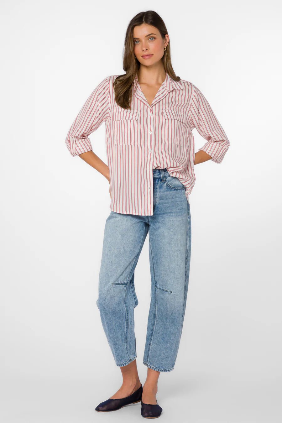 Talma Roll Tab Button Down - Flea Boutiques