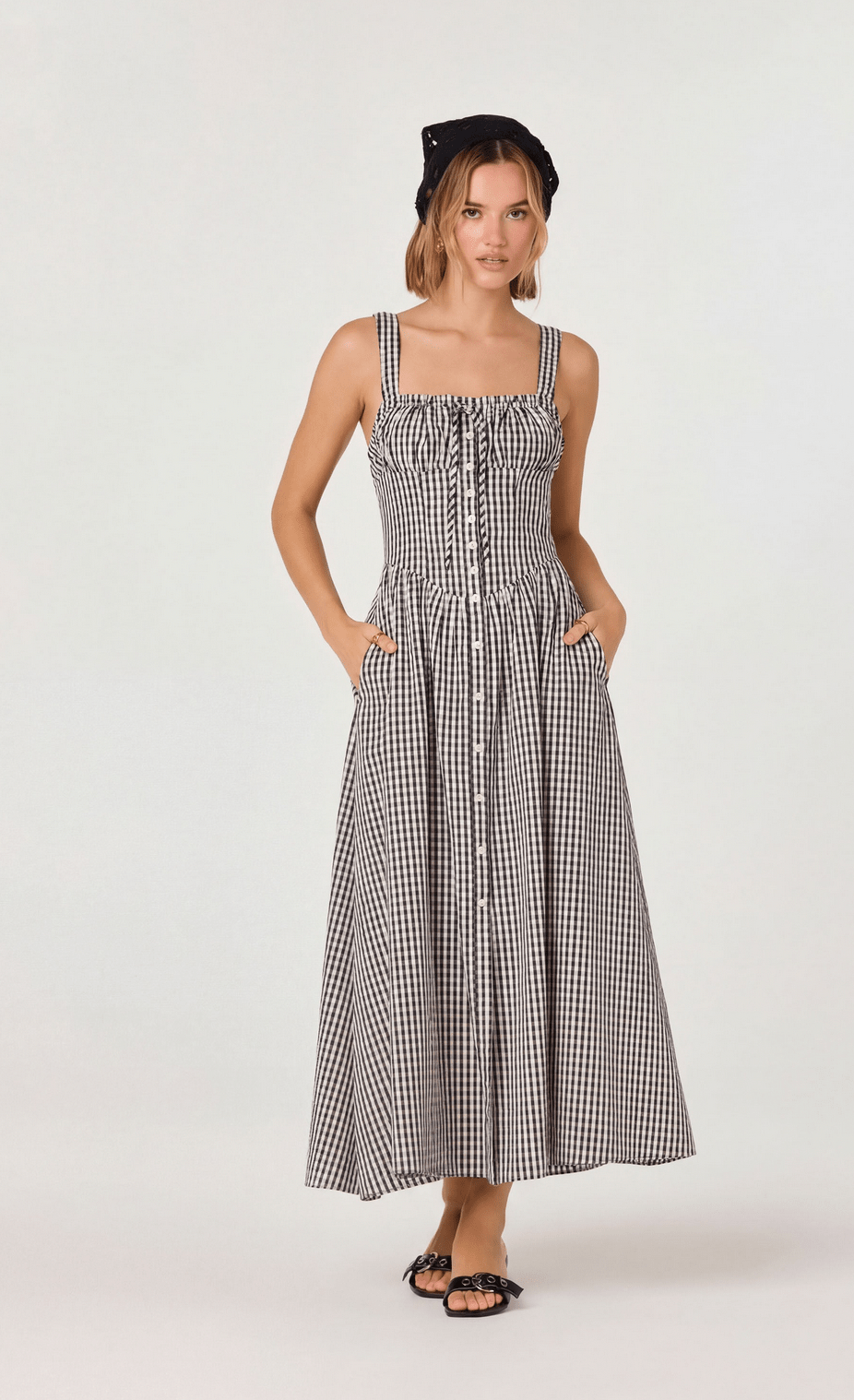 Temperance Gingham Midi Dress - Flea Boutiques