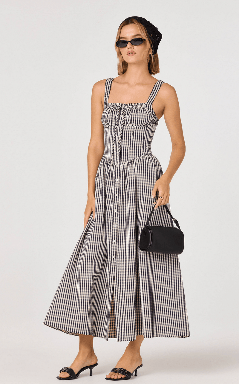 Temperance Gingham Midi Dress - Flea Boutiques