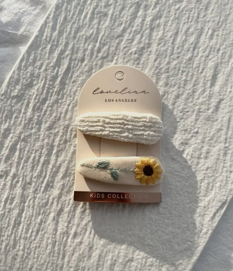 Textured Sunflower Hair Clip Set - Flea Boutiques