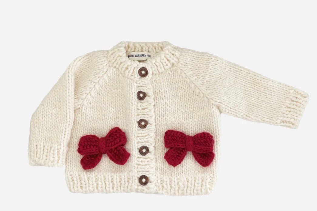 The Blueberry Hill Red Bow Cardigan - Flea Boutiques