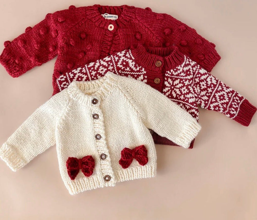 The Blueberry Hill Red Bow Cardigan