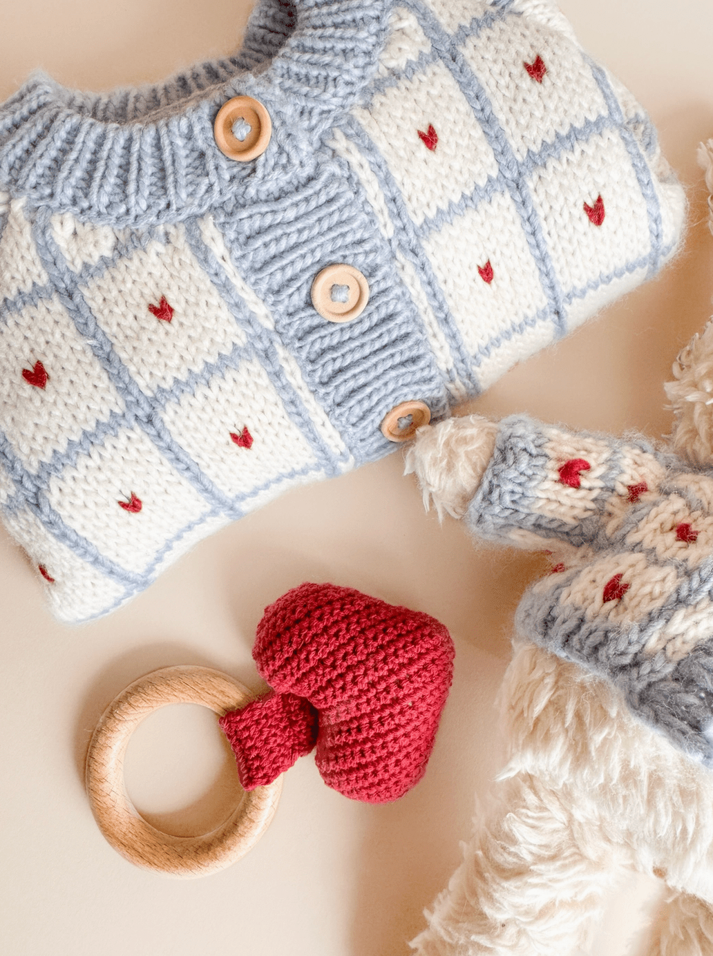 The Blueberry Hill Windowpane Heart Cardigan - Flea Boutiques