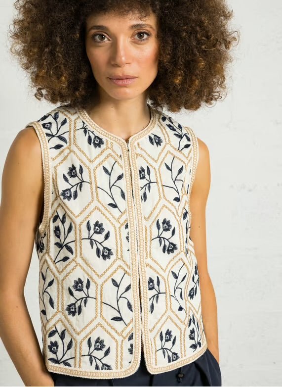 The Korner Blue Flower Vest - Flea Boutiques