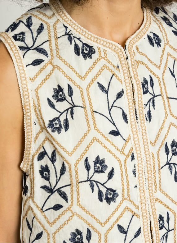 The Korner Blue Flower Vest - Flea Boutiques