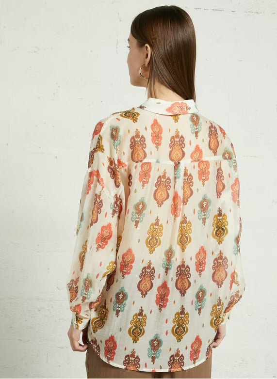 The Korner Silk Long Sleeve Top - Flea Boutiques