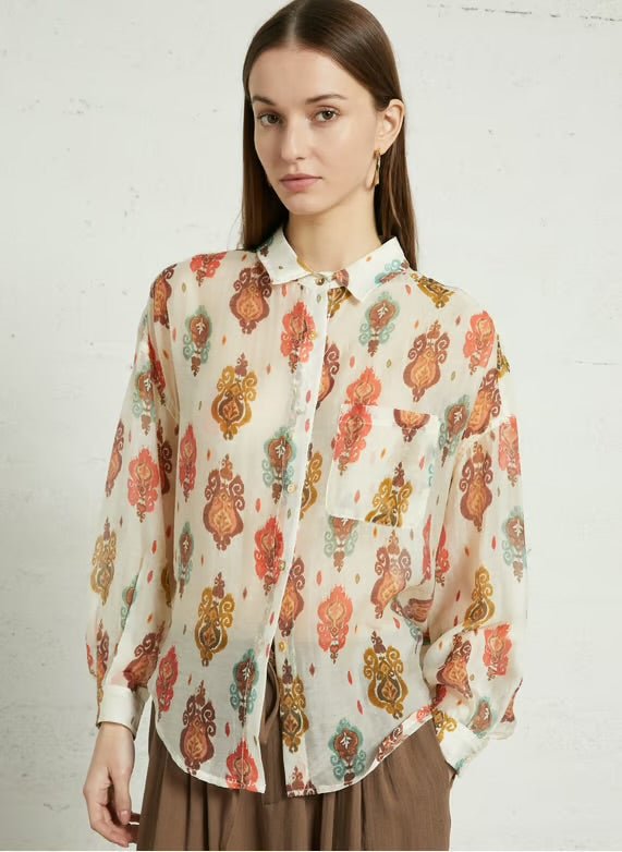 The Korner Silk Long Sleeve Top - Flea Boutiques