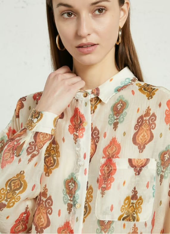 The Korner Silk Long Sleeve Top - Flea Boutiques