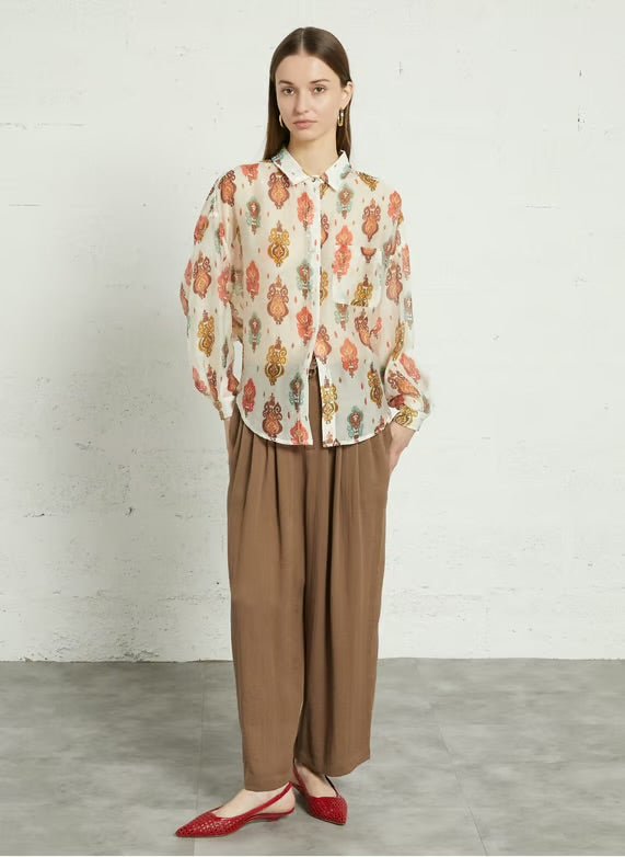 The Korner Silk Long Sleeve Top - Flea Boutiques