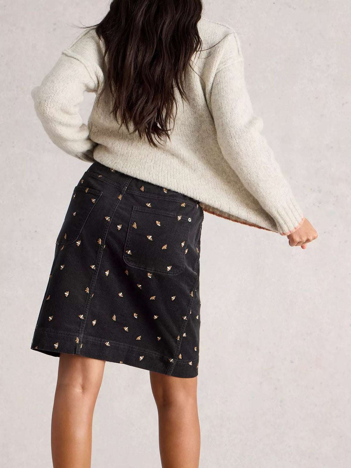 Tia Embroidered Cord Skirt - Flea Boutiques