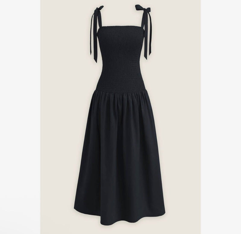Tie Shoulder Smocked Dress - Flea Boutiques
