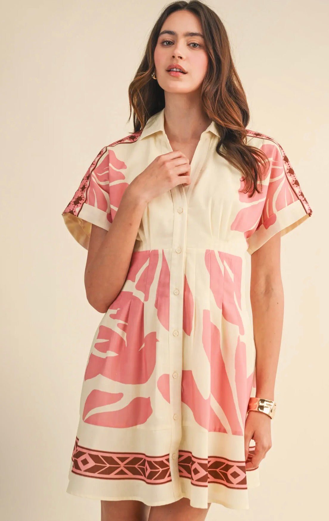 Tropical Pleated Button Down - Flea Boutiques