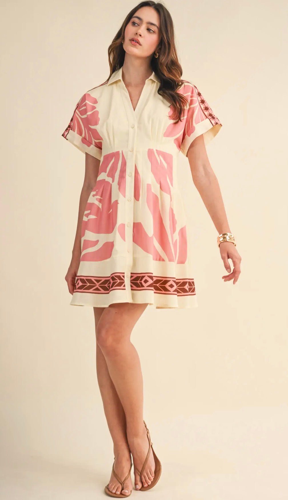 Tropical Pleated Button Down - Flea Boutiques
