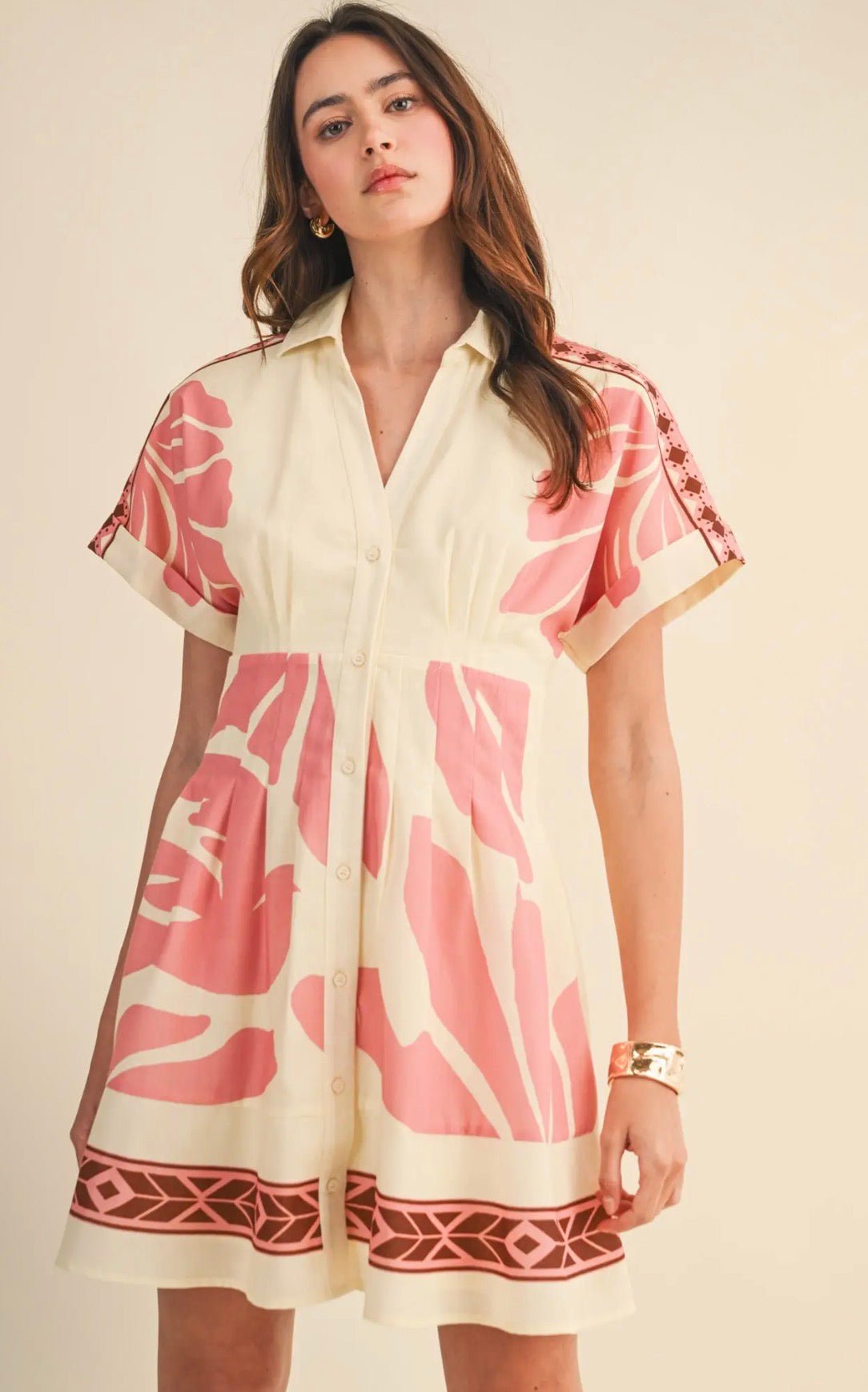 Tropical Pleated Button Down - Flea Boutiques
