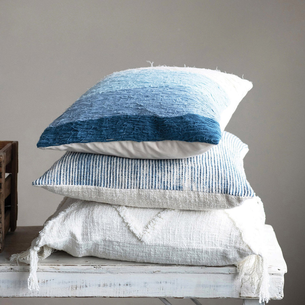Tufted Pattern & Fringe Pillow - Flea Boutiques