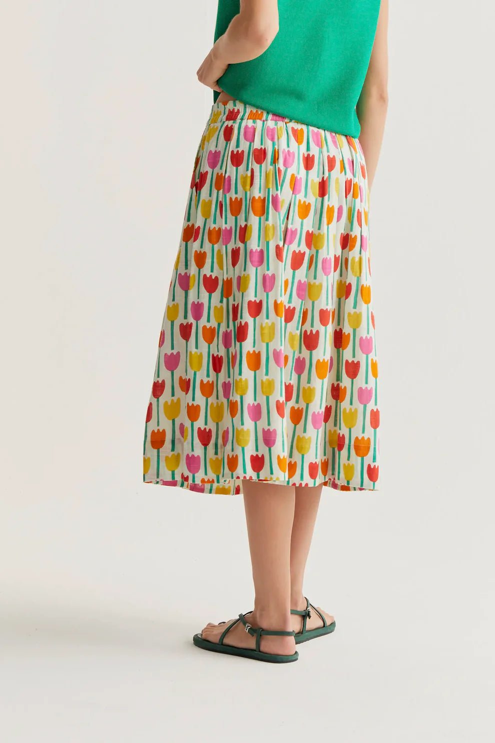Tulip Print Midi Skirt - Flea Boutiques