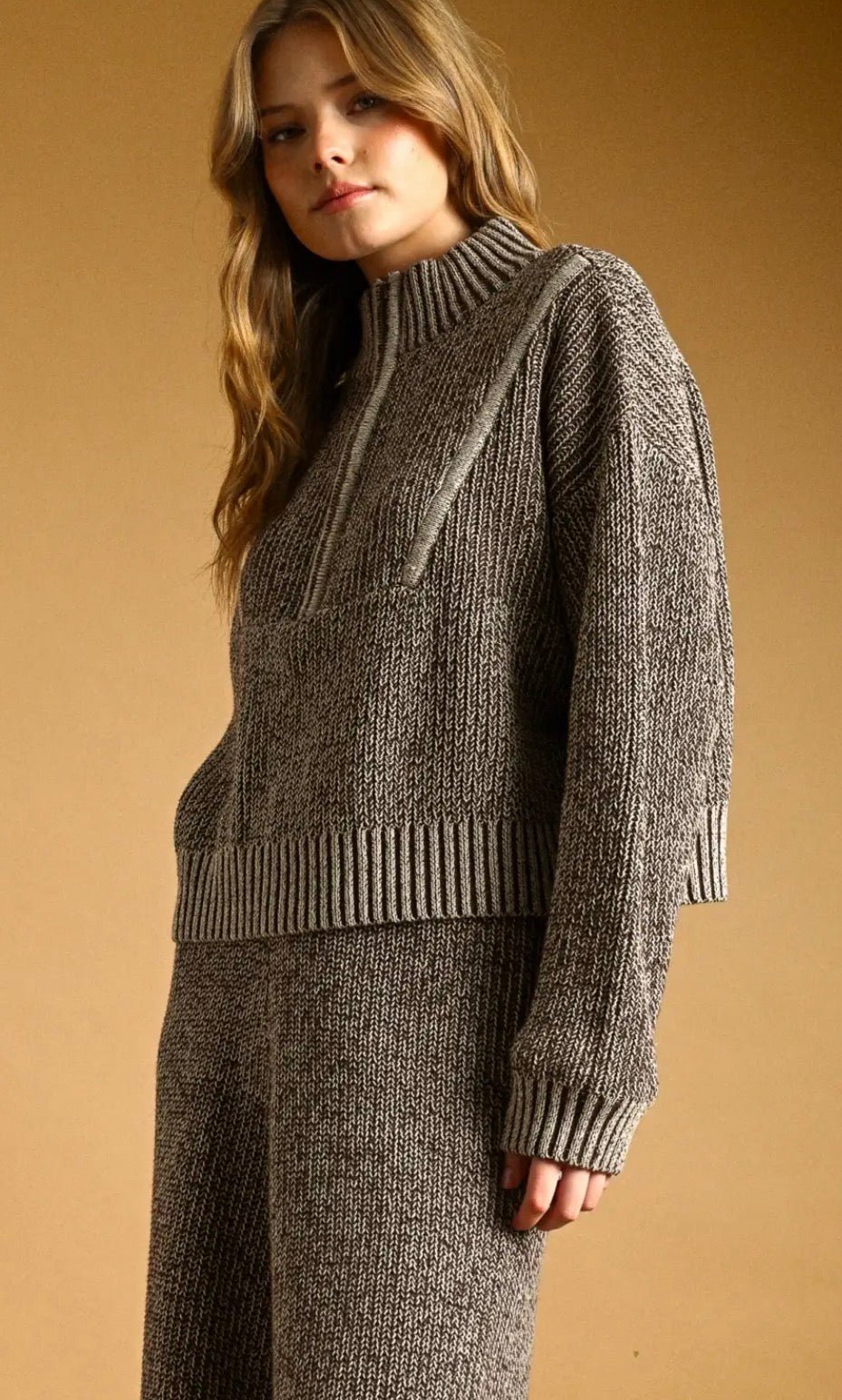 Two Tone Half Zips Sweater - Flea Boutiques