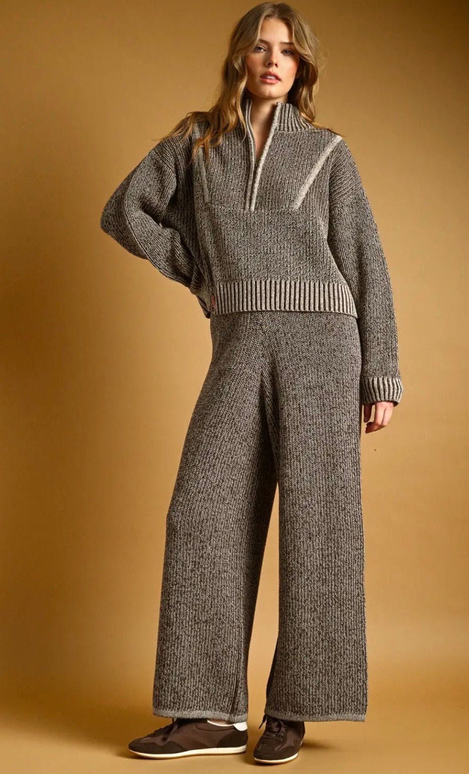 Two Tone Half Zips Sweater - Flea Boutiques