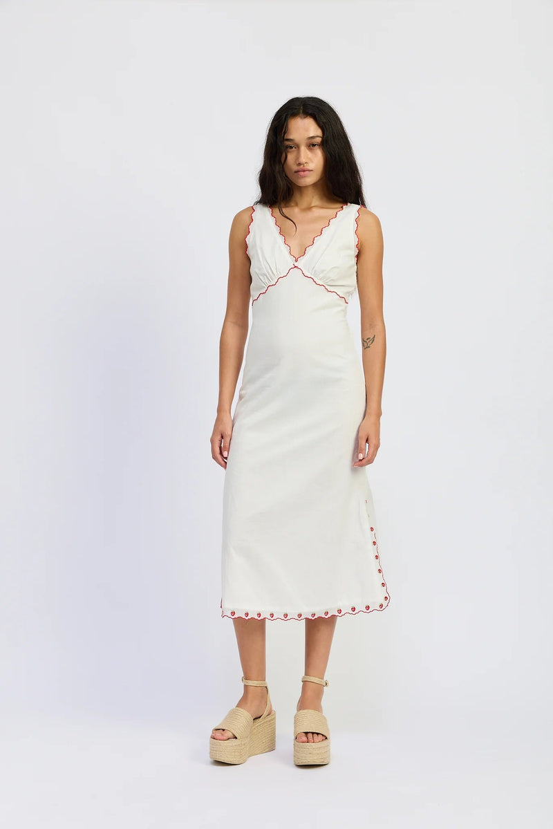 V Neck Trim Side Slit Dress - Flea Boutiques