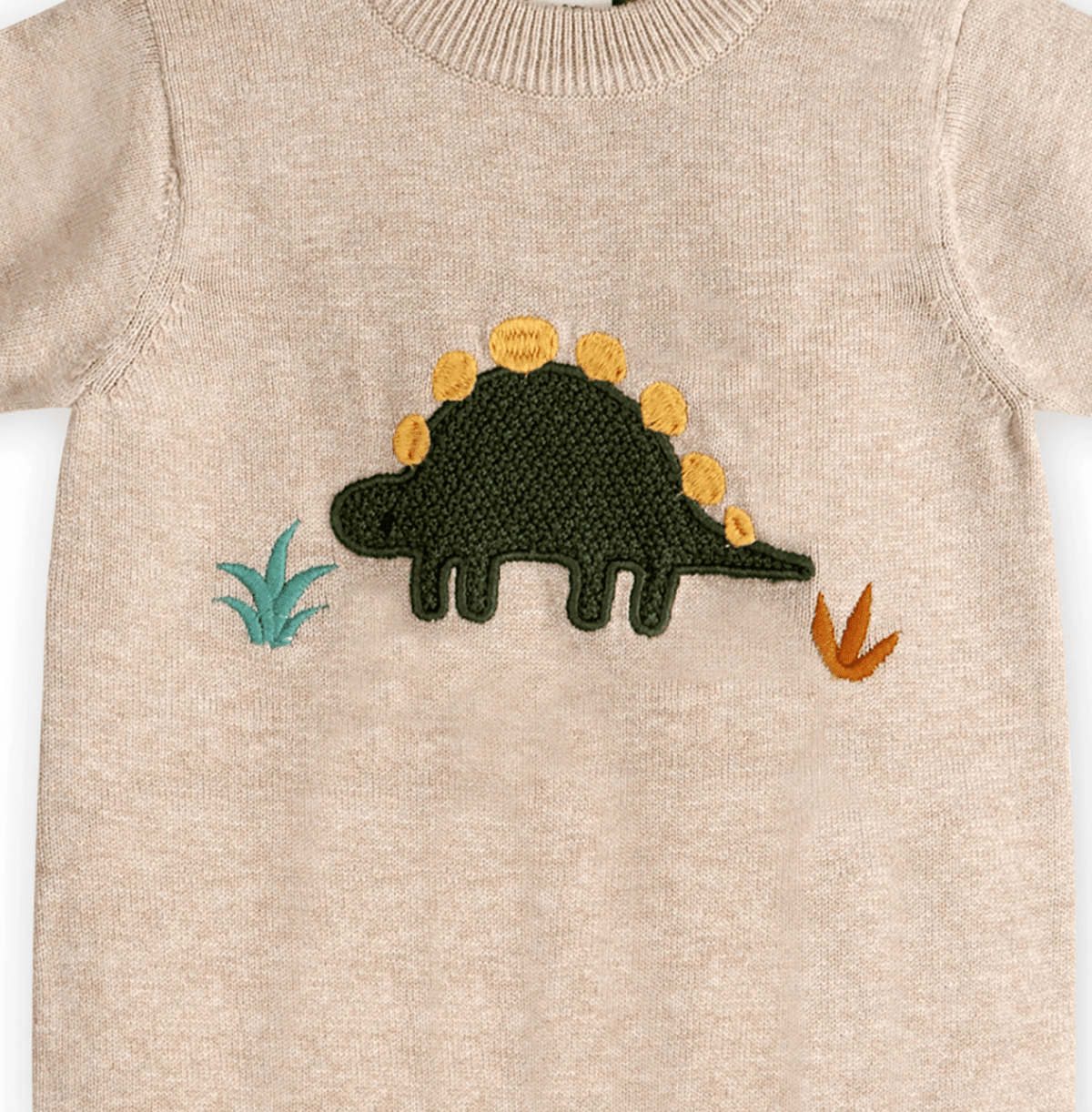 Viverano Organics Dino Applique Knit Romper - Flea Boutiques