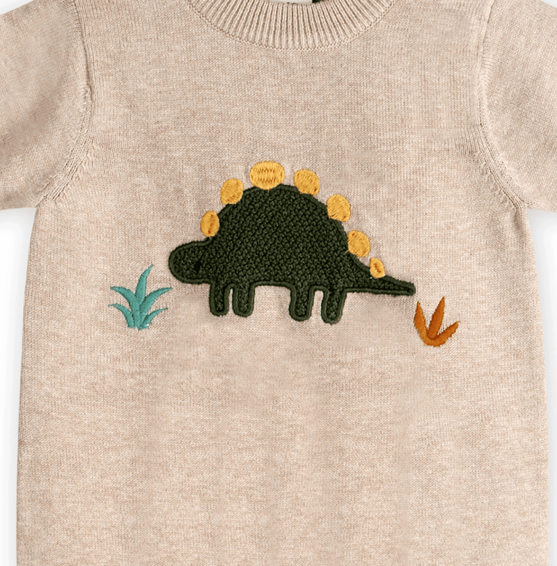 Viverano Organics Dino Applique Knit Romper - Flea Boutiques