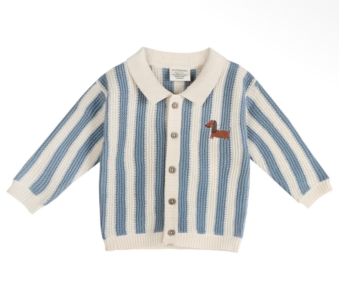 Viverano Organics Dog Stripe Collar Cardi with Pants - Flea Boutiques