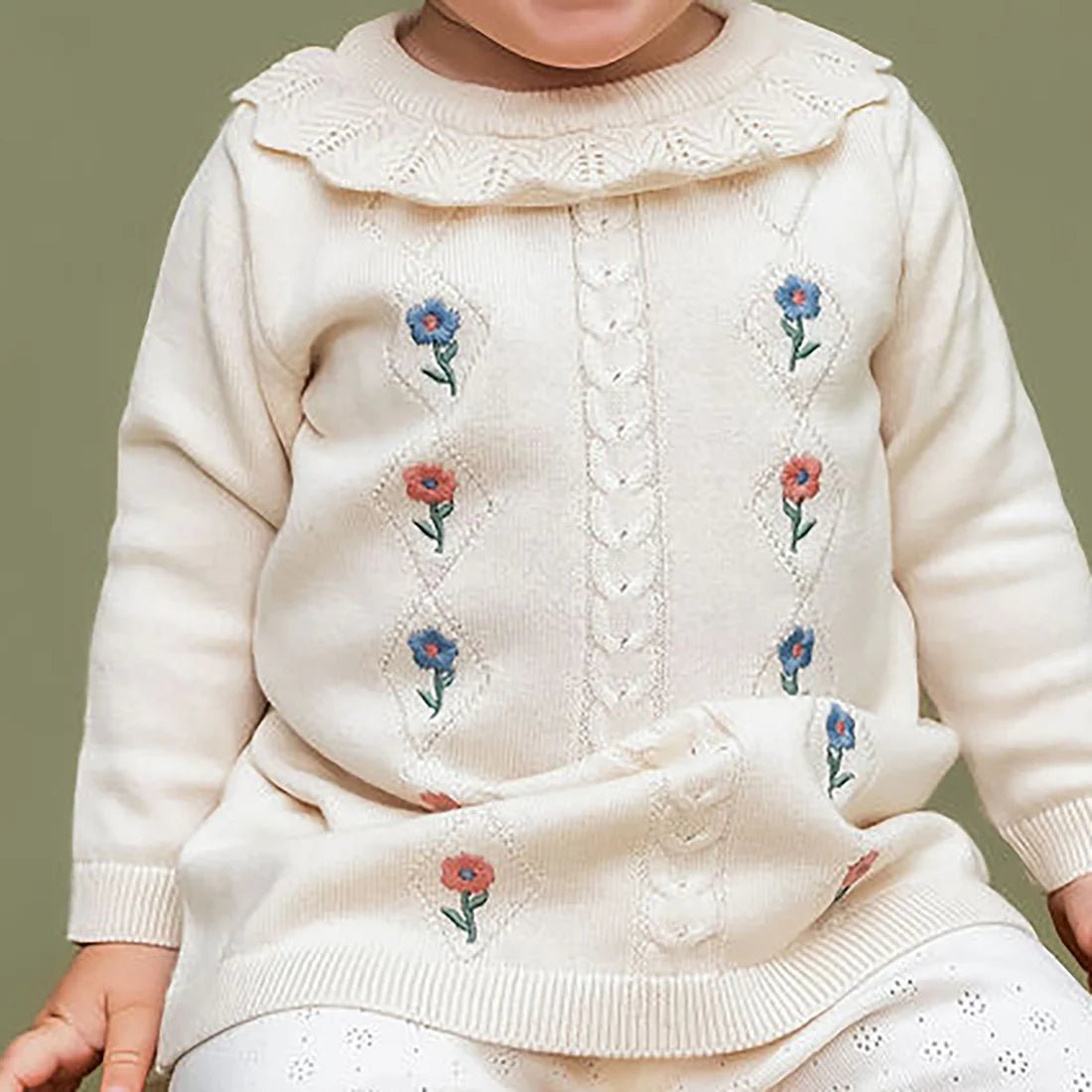 Viverano Organics Emma Floral Embroidered Ruffle Dress - Flea Boutiques