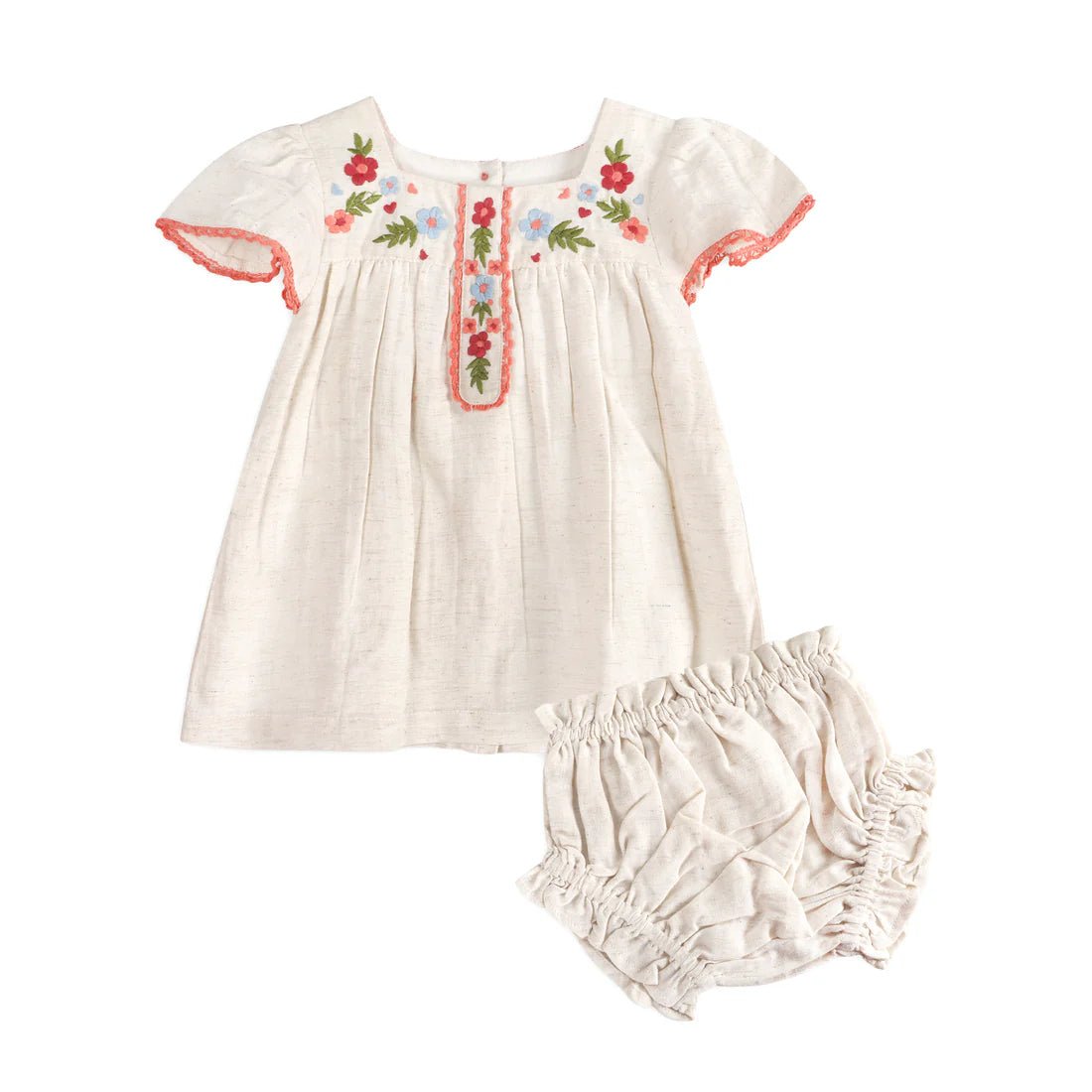 Viverano Organics Gabi embroidered Dress + Bloomer - Flea Boutiques