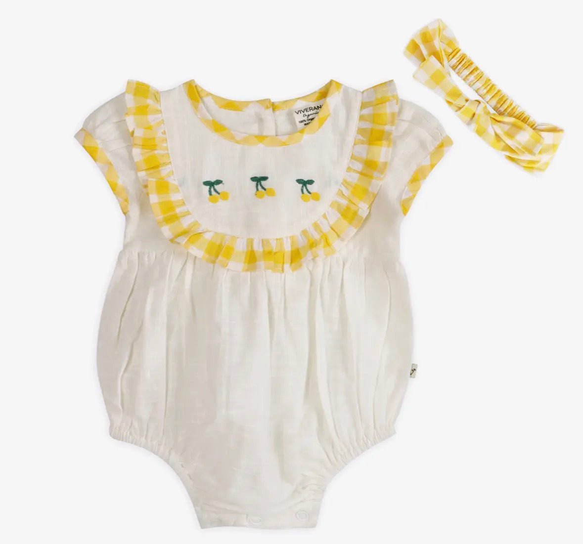 Viverano Organics Josephine Lemons Romper + Headband - Flea Boutiques