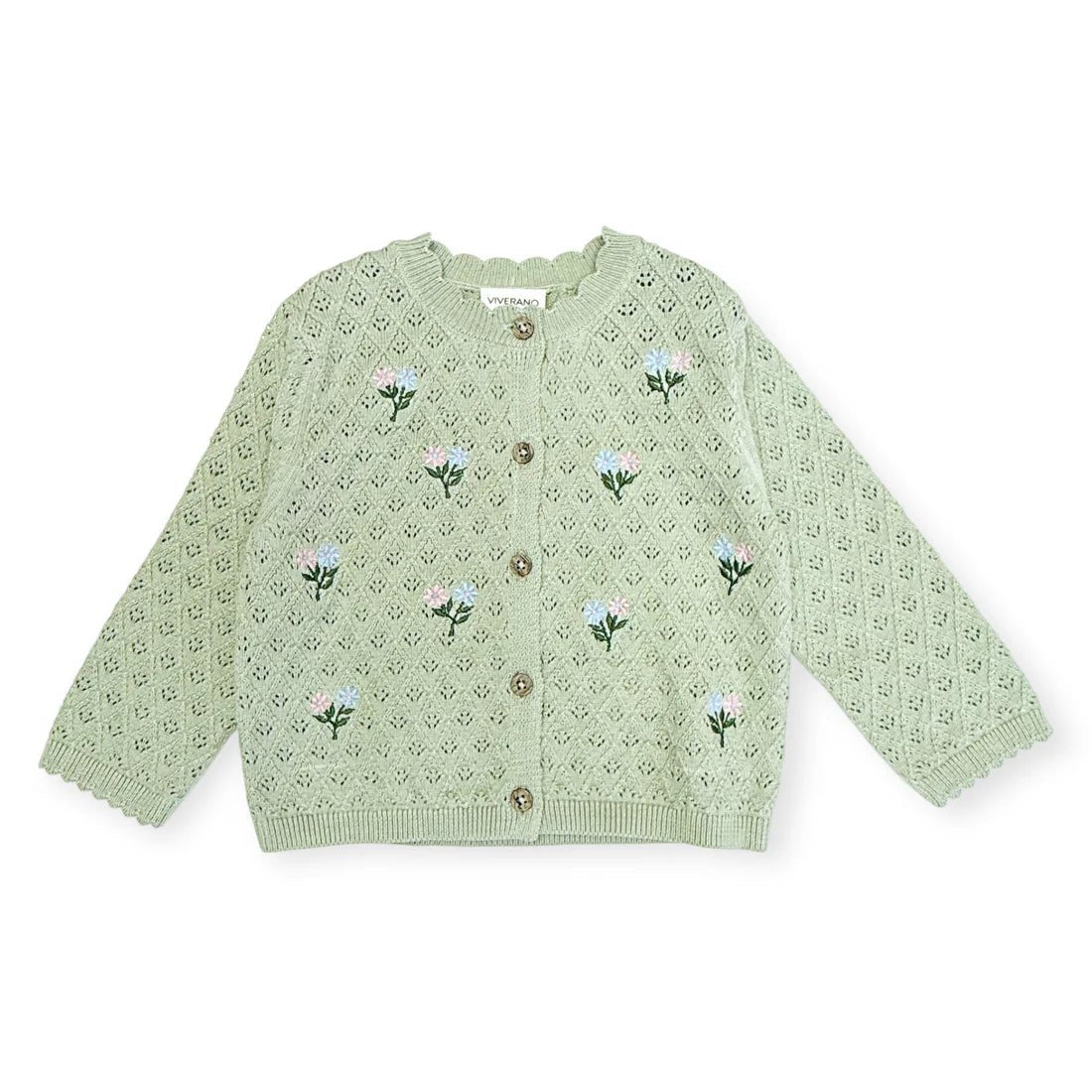 Viverano Organics Mae Floral Pointelle Cardi - Flea Boutiques