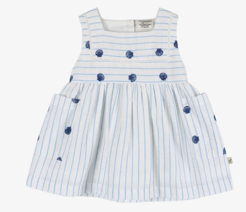 Viverano Organics Seashells Striped Dress + Bloomers - Flea Boutiques
