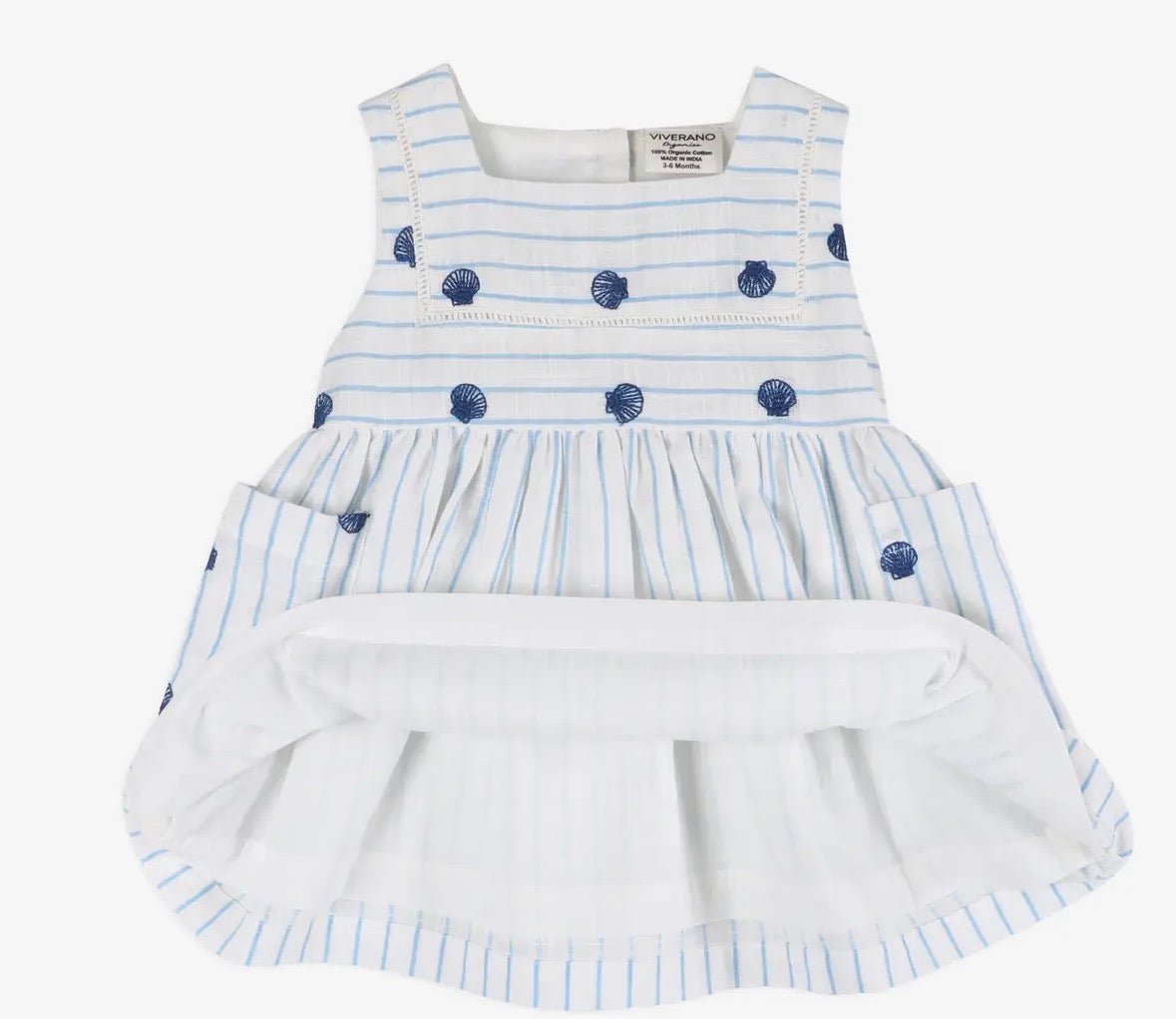 Viverano Organics Seashells Striped Dress + Bloomers - Flea Boutiques
