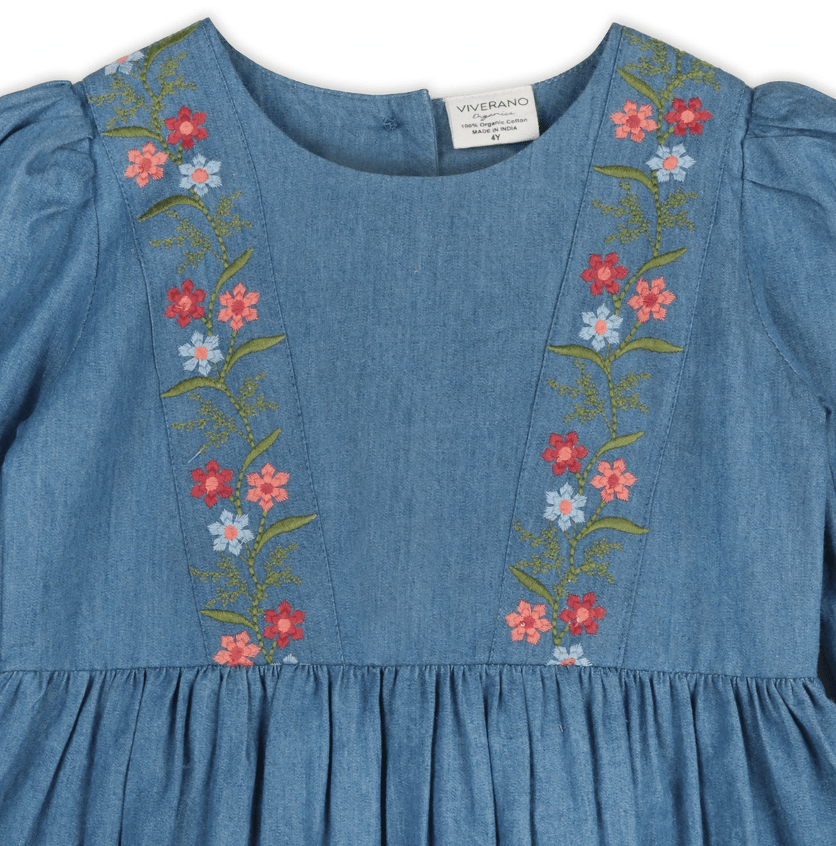 Viverano Organics Sophie Floral Denim Dress - Flea Boutiques