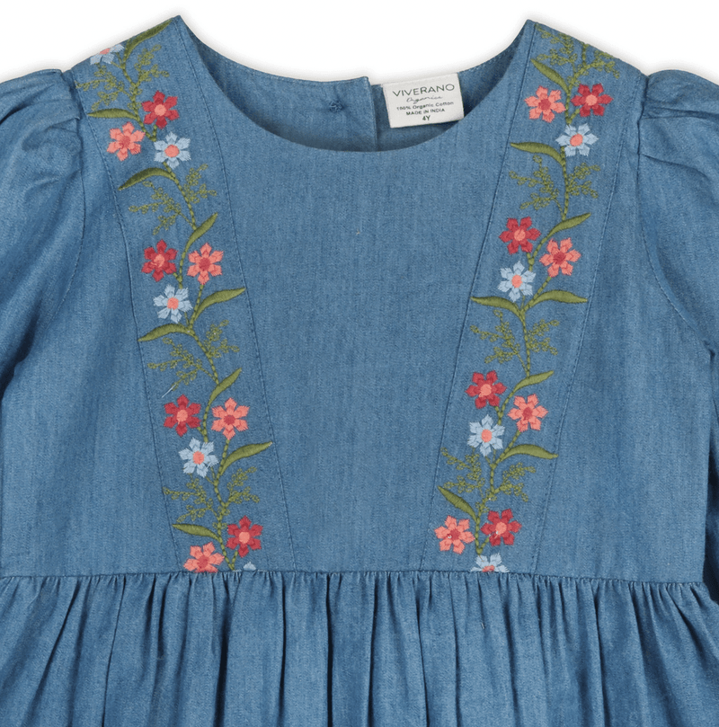 Viverano Organics Sophie Floral Denim Dress - Flea Boutiques