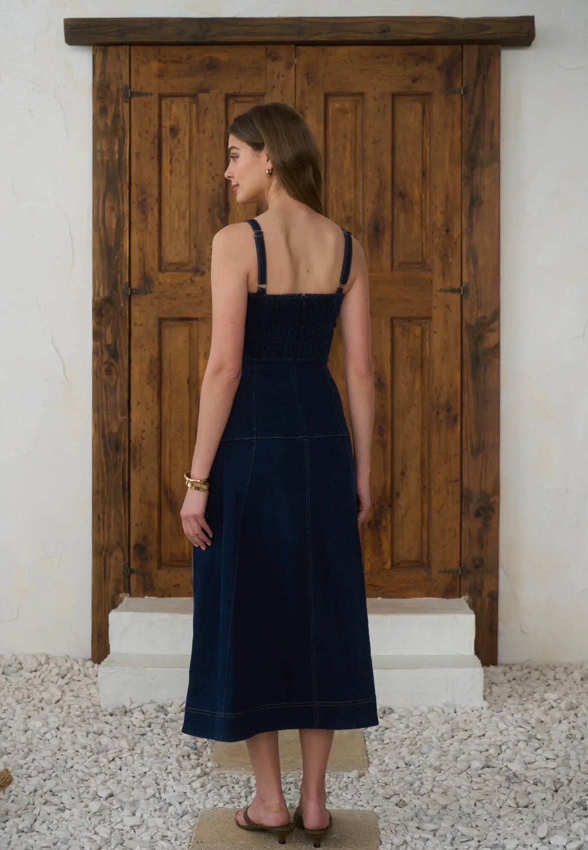 Western Embroidered Denim Midi - Flea Boutiques