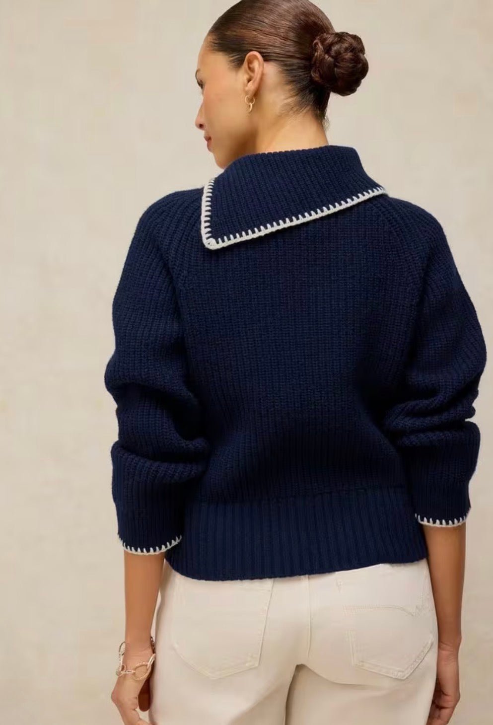 Whip Stitch Collar Sweater - Flea Boutiques