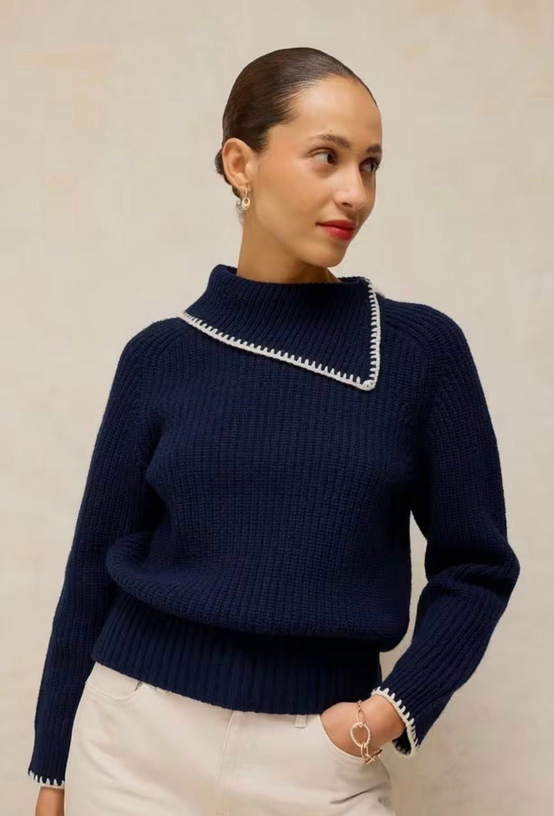Whip Stitch Collar Sweater - Flea Boutiques