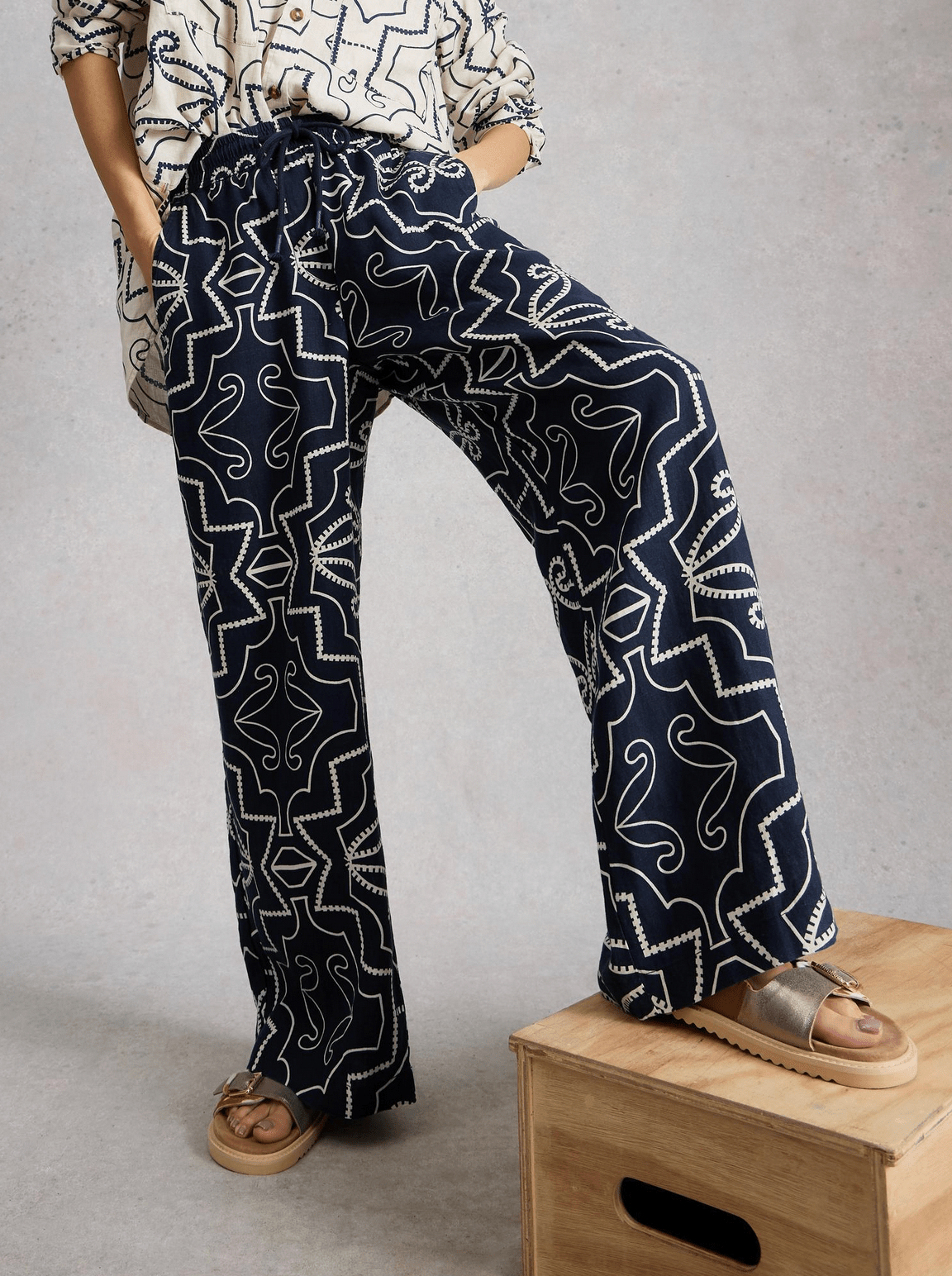 White Stuff Ally Linen Wideleg Pant - Flea Boutiques