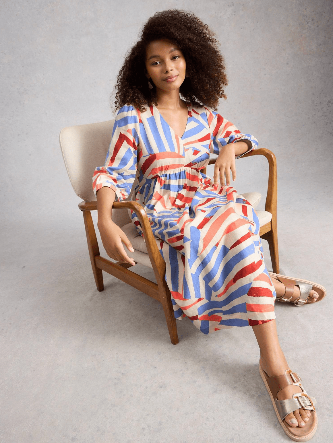 White Stuff Lucy Linen Blend Midi Dress - Flea Boutiques