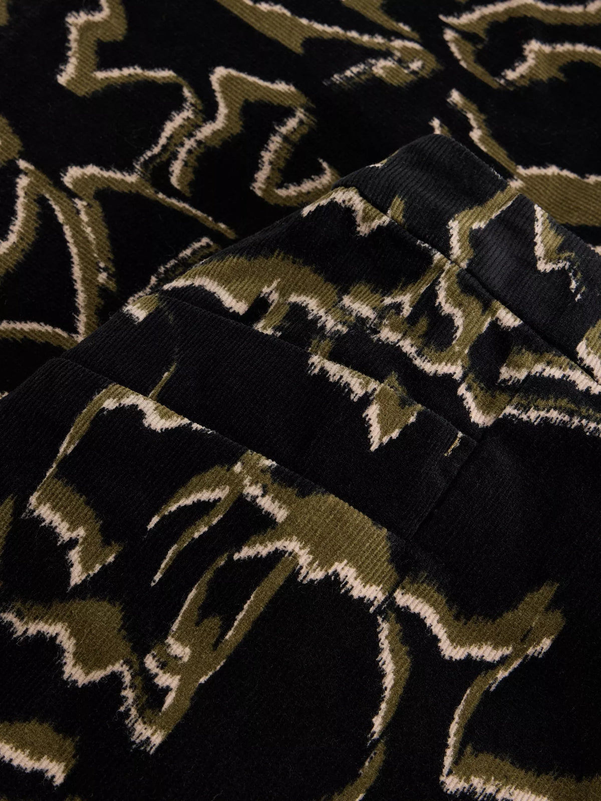 Close-up of a black fabric with a geometric pattern
