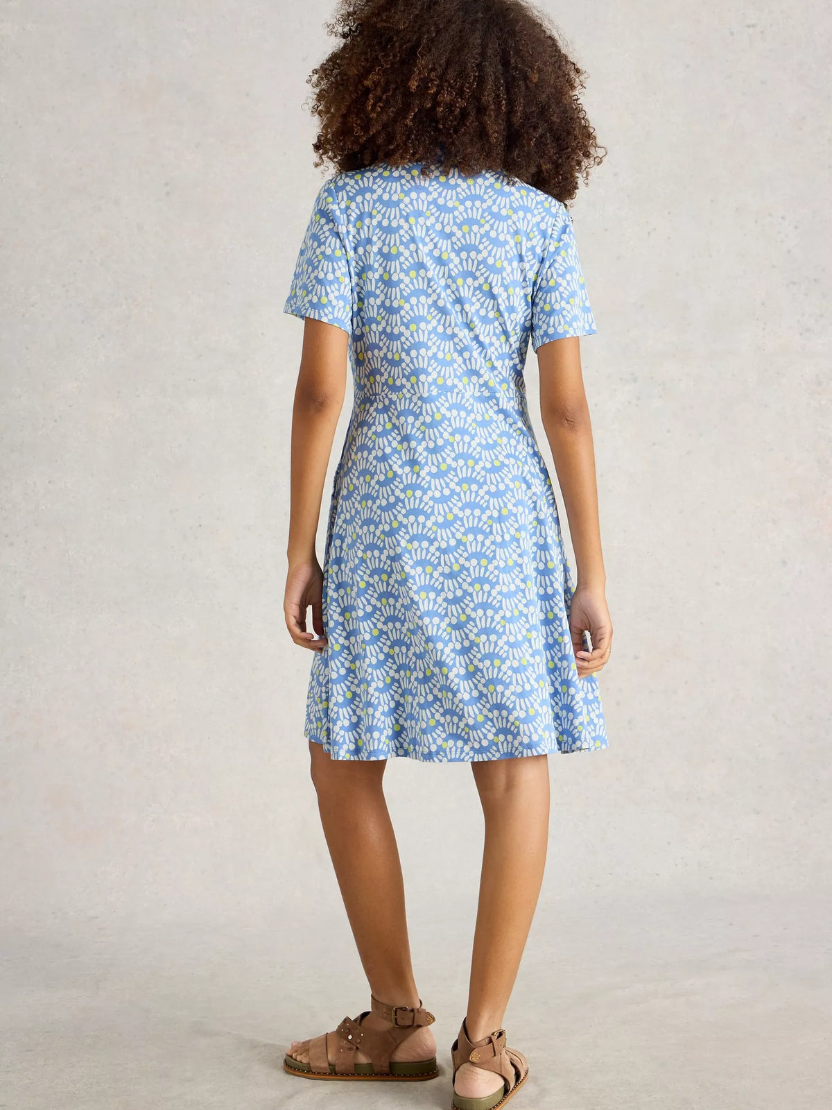 blue dress flower print