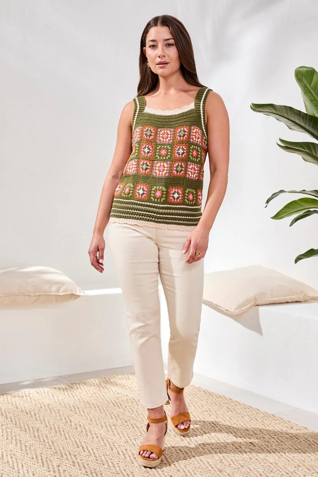 Wide Strap Crochet sweater Cami - Flea Boutiques