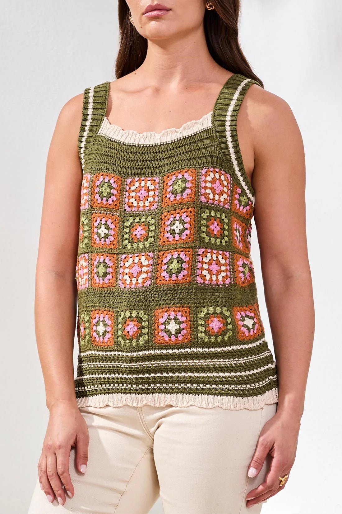Wide Strap Crochet sweater Cami - Flea Boutiques